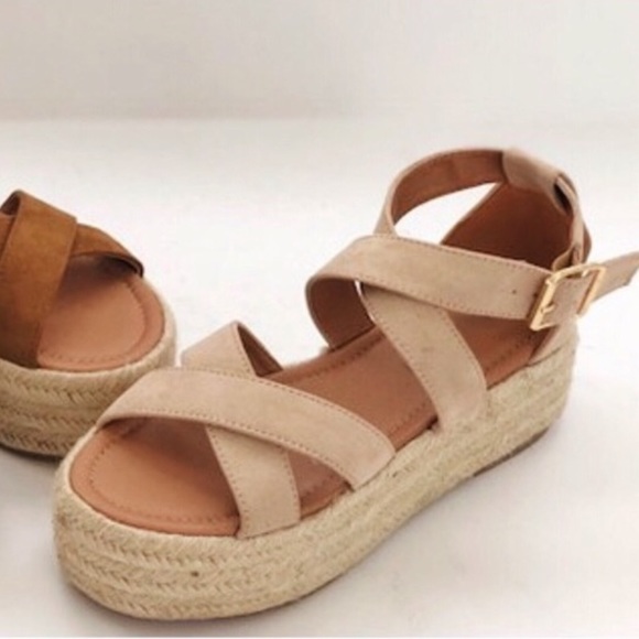 Natural | Ankle Strap Flatform Espadrille Sandals - Picture 2 of 4